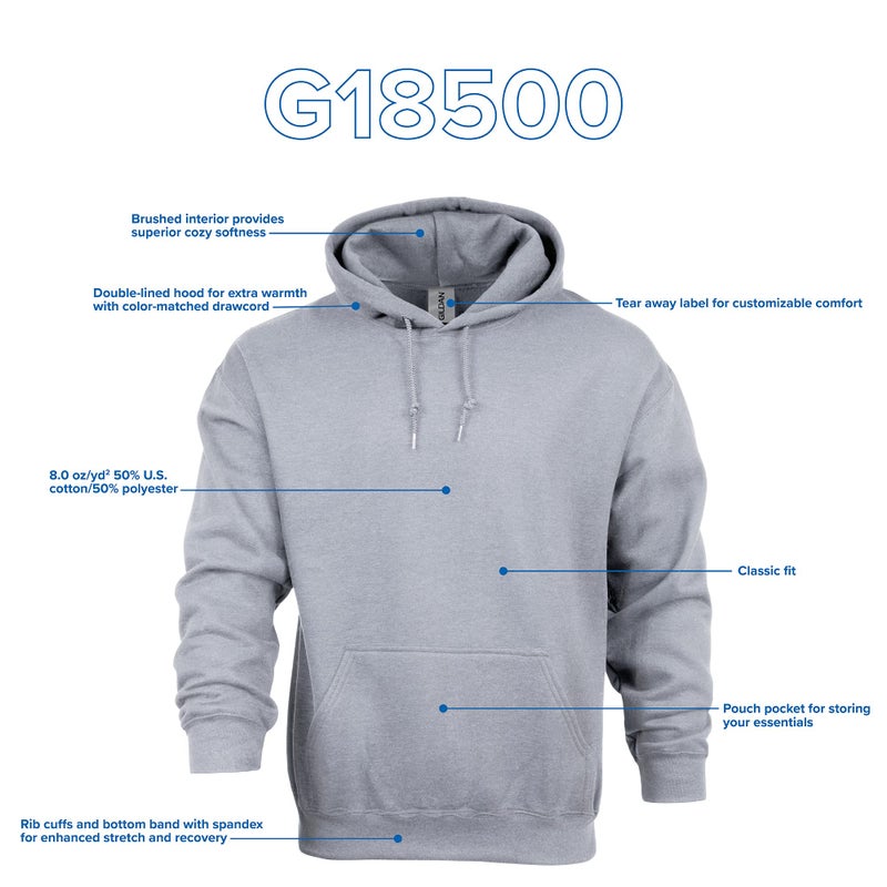 Gildan هودي فليس للبالغين من جيلدان، الطراز G18500، عبوة متعددة، أبيض (1-عبوة)، 2X-كبير - Image 4